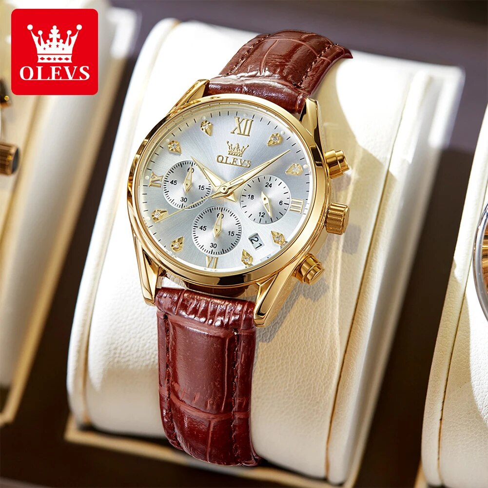Luxury Watch For Girls - OLEVS 5523 Women's Watches Leather Strap