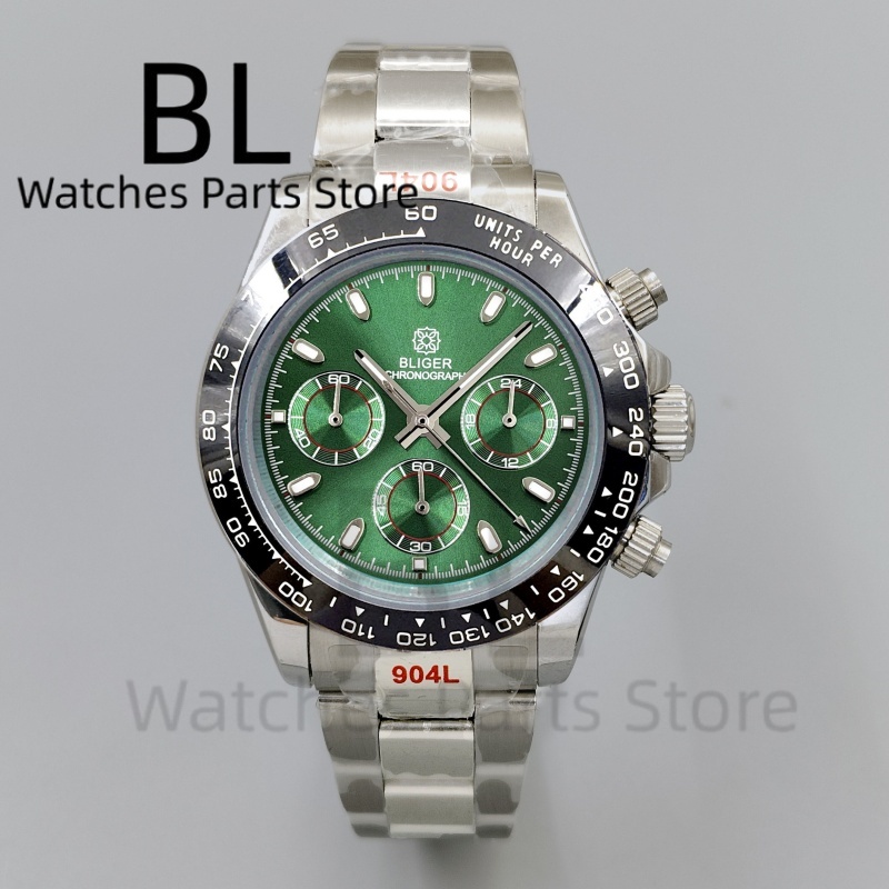 Luxury Watch Green Dial - BLIGER 39mm Luxury Green Dial Chronograph