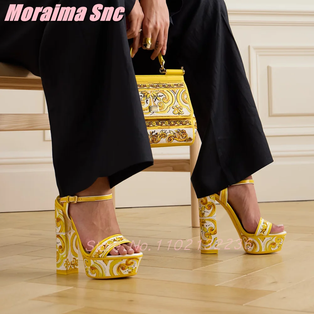 Luxury Watch For Girls - Luxury Printed Platform Sandals Block High