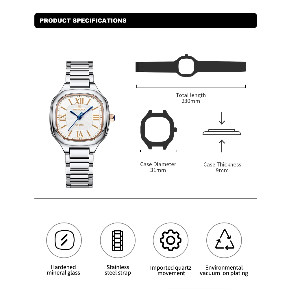 NAVIFORCE Luxury Women's Watch - Luxury Watch Black recension och pris
