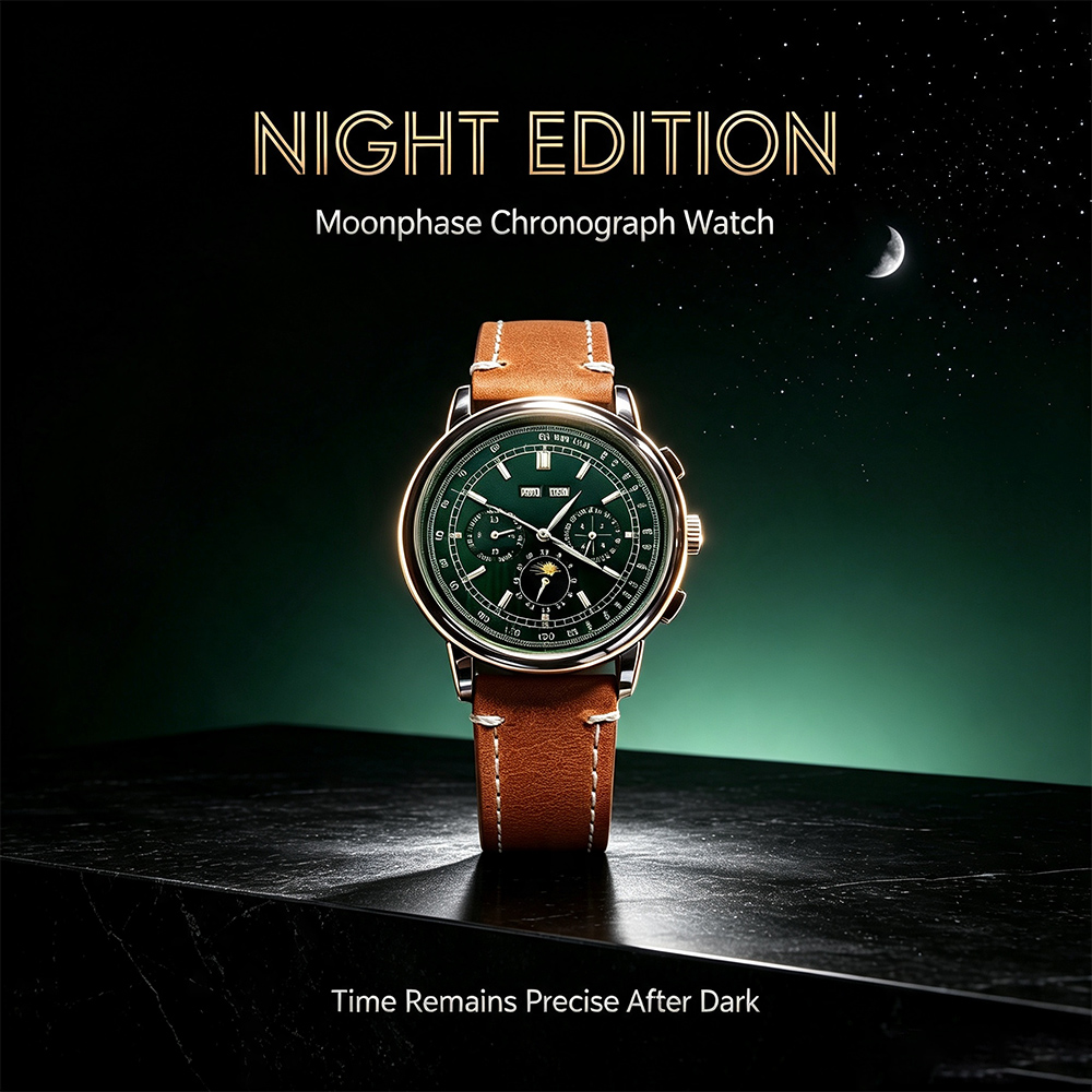 Men ST1655 Movement Moon Phase - Sapphire Crystal Display recension och pris