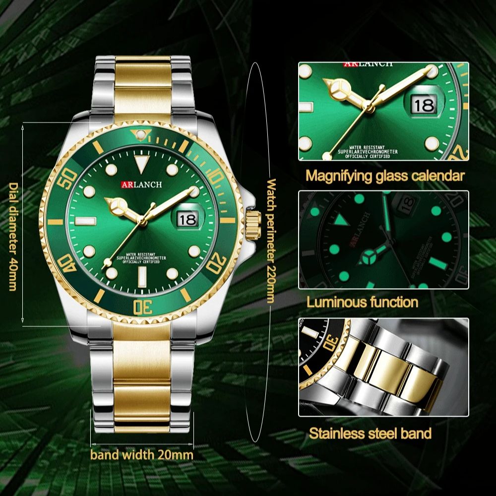 Luxury Men Quartz Watches 40mm - Luxury Watch Green Dial recension och pris
