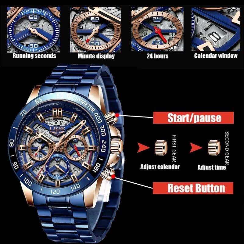 LIGE 2024 New Men Watch Top Br - Luxury Watch Low Price recension och pris