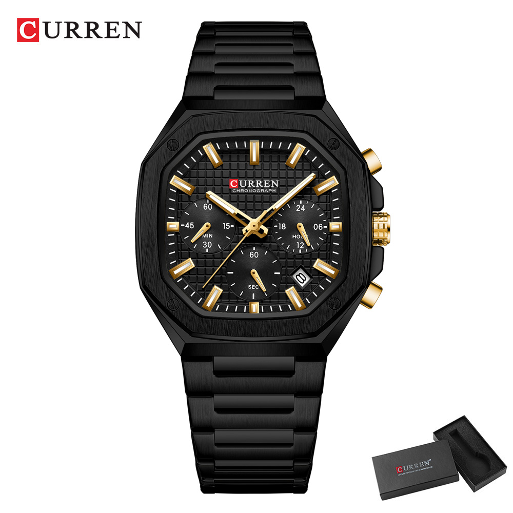 CURREN Luxury Square Chrono Wa - Luxury Watch Black recension och pris